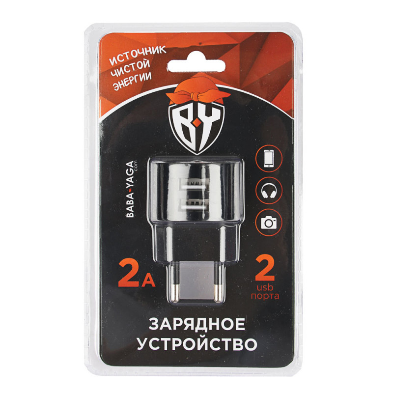 Зарядное устройство USB вертикальное пластик 2USB 2А 220В FORZA