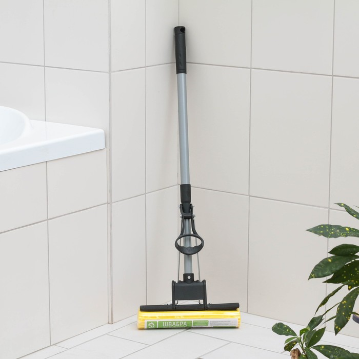 Швабра для мытья пола с отжимом, PVA с роликовым отжимом 120см, насадка 27х6