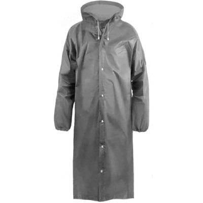 Дождевик с капюшоном на кнопках серый EVA